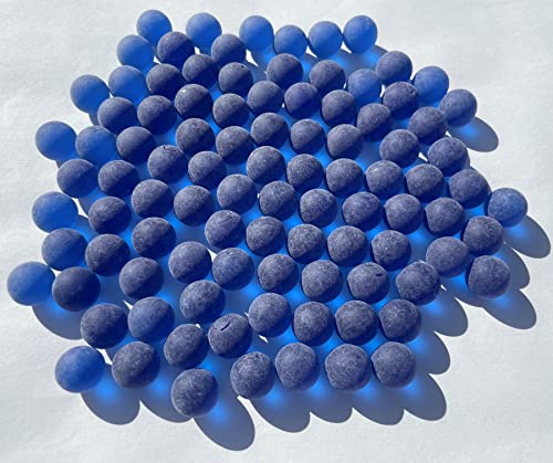 FAIRY TAIL & GLITZER FEE 90 canicas de cristal azules, 500 g, canicas de cristal esmeriladas, 16 mm, rellenos de jarrones, canicas, canicas, piedras brillantes, cuencos decorativos