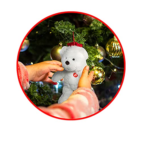 Famosa - Oso de Navidad, adorno decorativo de navidades, osito de peluche blanco con gorrito de papa noel, pequeño de 20 cm con sonido, melodías navideñas y villancicos, para regalo (760019981)