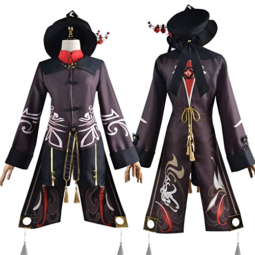 FANKXIUXI Genshin Impact Hu Tao Cosplay Kostüm Outfit Spiel Anime Personajes Venti Uniform Kleid Full Set Halloween Dress Up Anzug mit Perückenhut S