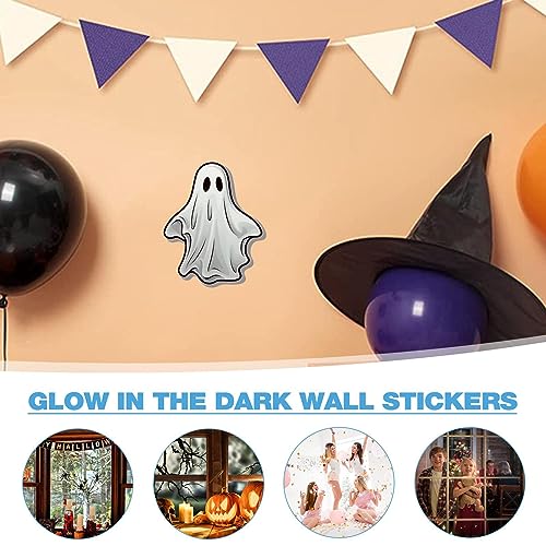 fantasmas que brillan en la oscuridad | Calcomanías espeluznantes para ventanas con brillo nocturno | Suministros Halloween, regalos para familias, amigos, parientes, Geruwam