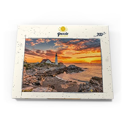 Faro De Portland Al Amanecer En Nueva Inglaterra, Maine, EE.UU. - Premium 200 Piezas Puzzles - Colección Especial MyPuzzle de Puzzle Galaxy