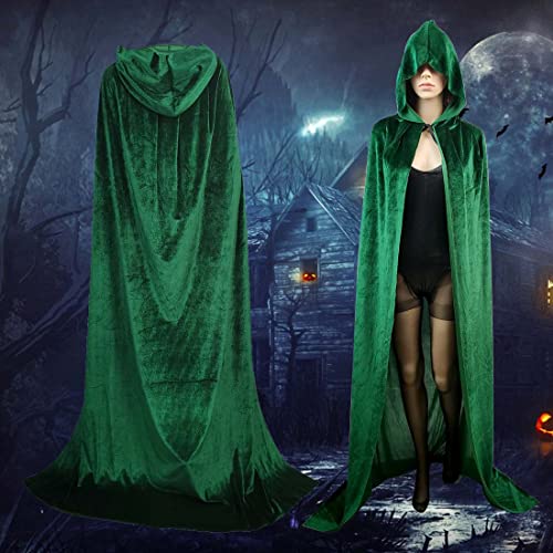 Feeziloe Capa con capucha de Halloween, capa de terciopelo para Halloween, Navidad, disfraz de la parca, fiesta de vampiro, bruja del diablo, cosplay (S-43 pulgadas/110 cm)