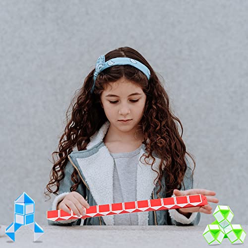 FENGQ 32 PCS Mini Serpiente Mágica, Magic Snake Cube, Juguetes de Rompecabezas de Serpiente para Niños/Niñas para Llenadores de Bolsos, Regalos Cumpleaños Niños (Color Aleatorio)