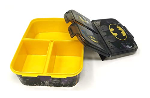 Fiambrera para niños, con compartimentos, para guardería, de plástico sin bisfenol A (Batman)