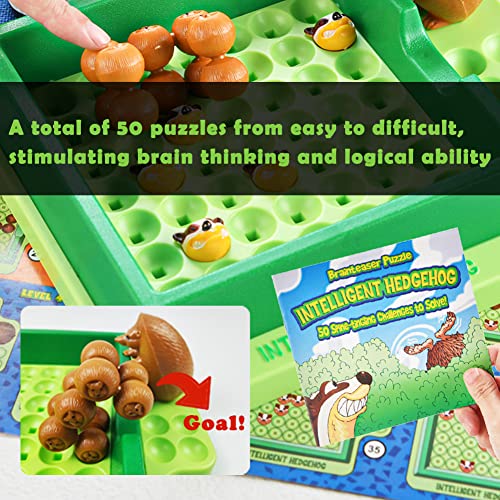 FIBOGOUP Hedgehog Maze Juegos de Mesa para niños de 6 años en adelante, Juego de Rompecabezas con 50 desafíos, Juegos de Habilidad para Mejorar el Pensamiento lógico, Regalos para niños y niñas