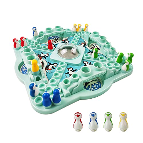 FIBOGOUP Ludo Penguin Chess, Juegos de Mesa para niños a Partir de 6 años, Juegos de Rompecabezas,bellamente diseñados y realistas para niños, Regalo de cumpleaños para niños