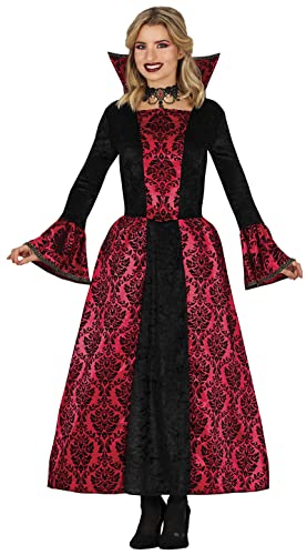 FIESTAS GUIRCA Disfraz de Vampiresa Glamurosa - Vestido Condesa Vampiro Rojo y Negro Disfraz Halloween Mujer Talla 36-38 S