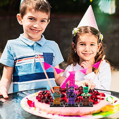 Figuras Decorativas para Tartas, 8pcs Cake Topper Figuras Set, Figuras Decoración Pastel, Minecraft Decoracion Tartas para Cumpleaños de Niños y Niñas