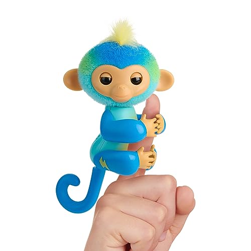 Fingerlings Nuevo Mono bebé Interactivo 2023 reacciona al Tacto - Más de 70 Sonidos y reacciones - Leo (Azul)