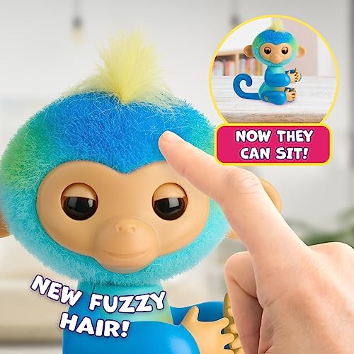 Fingerlings Nuevo Mono bebé Interactivo 2023 reacciona al Tacto - Más de 70 Sonidos y reacciones - Leo (Azul)