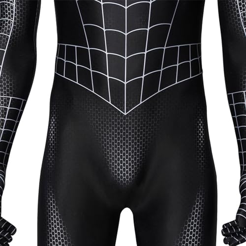 Fiorky Disfraz de Miles Morales para adultos, traje elástico de Spider-Man 3 Venom Cos, disfraz superior para fiesta de Halloween (negro, talla XL)