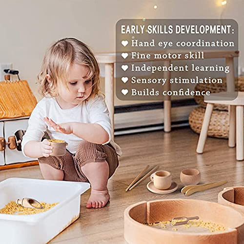 fllyiingu Juguetes Montessori para niños pequeños, 8 vajilla Cocina para niños, Juego Juguetes sensoriales Madera para el Desarrollo Las Habilidades motoras Finas