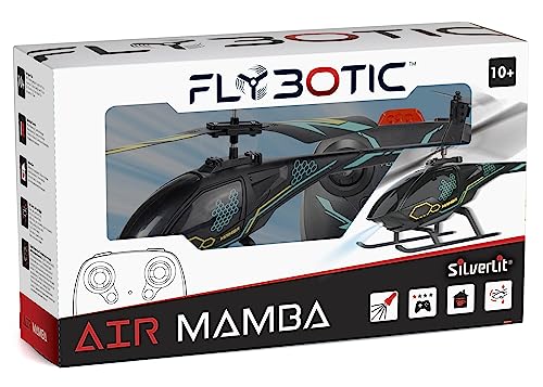 FLYBOTIC - Hélico Air Mamba - Helicóptero Control Remoto de 18 cm con Efectos de Luz para niños y adultos - 2 Canales de Control - Infrarrojos - Batería Recargable - Uso Interior - A partir de 10 años