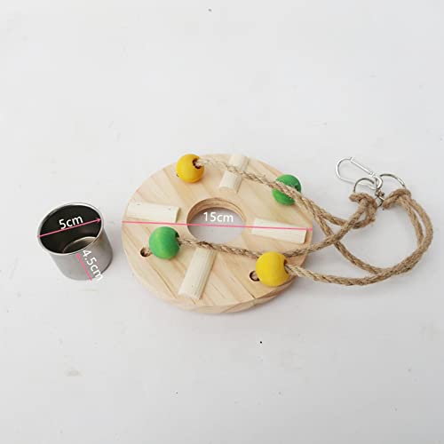 Folpus Bird Swing Toys Suministros para Mascotas Hechos a Mano Decoración de Jaula de pie Juguetes de gallinero Juguetes para pájaros, Juguetes para Loros, Ronda