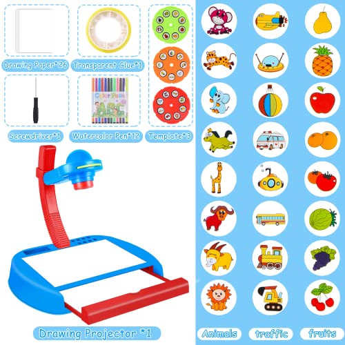 FORMIZON Proyector de dibujo de mesa para niños, proyector de dibujo con 24 patrones, juguete educativo de dibujo, proyector de seguimiento y dibujo, regalos de juguete para niñas niños 3 4 5 6 años