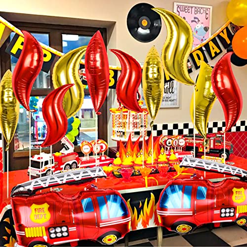 Fowecelt Camión Bomberos Fuego Globos: Bombero Sam Decoración Cumpleaños, Bombero Decoración Fiesta de Cumpleaños, Bombero Globos Juguete, Bombero Fiesta Infantil Fiesta de Cumpleaños para Niño