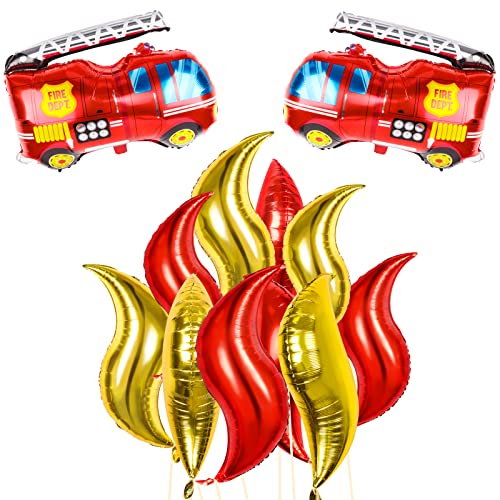 Fowecelt Camión Bomberos Fuego Globos: Bombero Sam Decoración Cumpleaños, Bombero Decoración Fiesta de Cumpleaños, Bombero Globos Juguete, Bombero Fiesta Infantil Fiesta de Cumpleaños para Niño