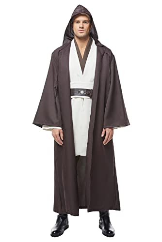 Fuman Kenobi Jedi Knight Anakin Skywalker Cosplay Traje Jedi Disfraces para adultos Hombres Disfraz de Halloween (Obi Wan Kenobi, L)