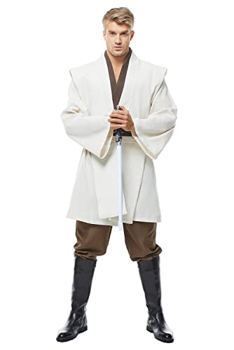 Fuman Kenobi Jedi Knight Anakin Skywalker Cosplay Traje Jedi Disfraces para adultos Hombres Disfraz de Halloween (Obi Wan Kenobi, L)