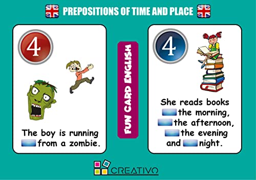 Fun Card English PREPOSITIONS OF TIME AND PLACE (Grammar and Vocabulary Flashcards + Exciting Game)