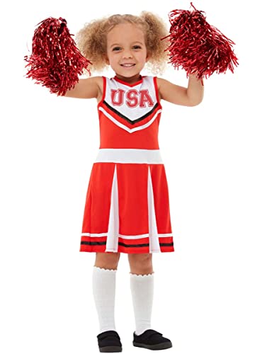 Funidelia | Disfraz de animadora para niña Cheerleader, Fútbol Americano, Profesiones - Disfraz para niños y divertidos accesorios para Fiestas, Carnaval y Halloween - Talla 7-9 años - Rojo