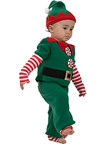 Funidelia | Disfraz de Elfo Navideño para bebé Elfo navideño, Navidad, Duende navideño - Disfraces para niños, accesorios para Fiestas, Carnaval y Halloween - Talla 6-12 meses - Verde