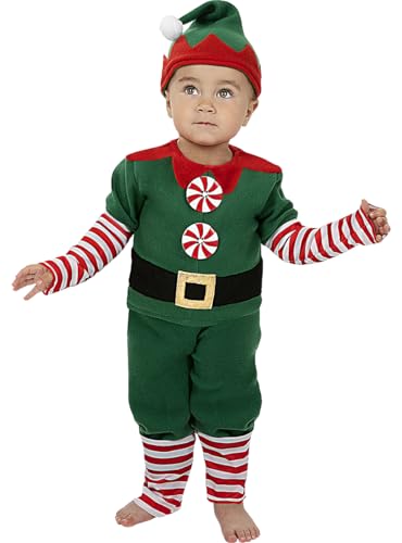 Funidelia | Disfraz de Elfo Navideño para bebé Elfo navideño, Navidad, Duende navideño - Disfraces para niños, accesorios para Fiestas, Carnaval y Halloween - Talla 6-12 meses - Verde