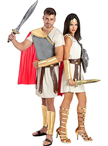 Funidelia | Disfraz de gladiadora para mujer Roma, Centurión, Culturas & Tradiciones - Disfraz para adultos y divertidos accesorios para Fiestas, Carnaval y Halloween - Talla S - M - Marrón
