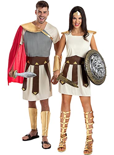 Funidelia | Disfraz de gladiadora para mujer Roma, Centurión, Culturas & Tradiciones - Disfraz para adultos y divertidos accesorios para Fiestas, Carnaval y Halloween - Talla S - M - Marrón