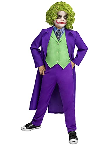 Funidelia | Disfraz de Joker para niño Superhéroes, DC Comics, Villanos - Disfraz para niños y divertidos accesorios para Fiestas, Carnaval y Halloween - Talla 3-4 años - Morado