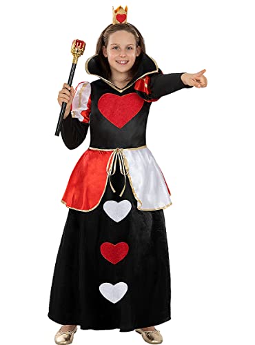 Funidelia | Disfraz de Reina de corazones para niña Alicia en el País de las maravillas - Disfraz para niños y divertidos accesorios para Fiestas, Carnaval y Halloween - Talla 10-12 años - Rojo