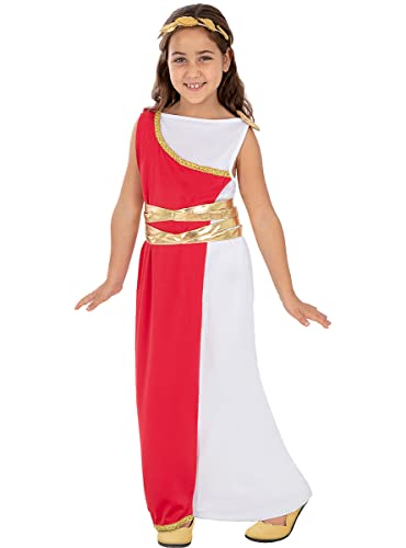 Funidelia | Disfraz de romana para niña Roma, Gladiador, Centurión - Disfraz para niños y divertidos accesorios para Fiestas, Carnaval y Halloween - Talla 10-12 años - Granate