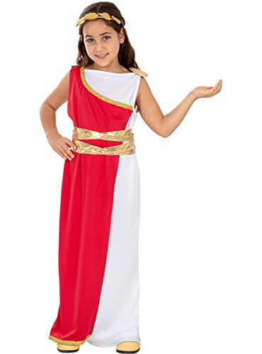 Funidelia | Disfraz de romana para niña Roma, Gladiador, Centurión - Disfraz para niños y divertidos accesorios para Fiestas, Carnaval y Halloween - Talla 10-12 años - Granate