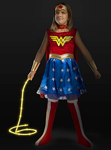 Funidelia | Disfraz de Wonder Woman Oficial para niña Talla 7-9 años Mujer Maravilla, Superhéroes, DC Comics, Liga de la Justicia - Color: Rojo - Licencia: 100% Oficial