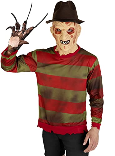 Funidelia | Jersey de Freddy Krueger - Pesadilla en Elm Street para hombre Películas de miedo - Disfraz para adultos y divertidos accesorios para Fiestas, Carnaval y Halloween - Talla M - Rojo
