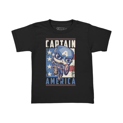 Funko Pocket Pop! & tee: Marvel - Captain America - para Chicos - Medium - Camiseta, Franela - Ropa con Minifigura de Vinilo Coleccionable - Idea de Regalo - Juguetes y Camiseta de Manga Corta