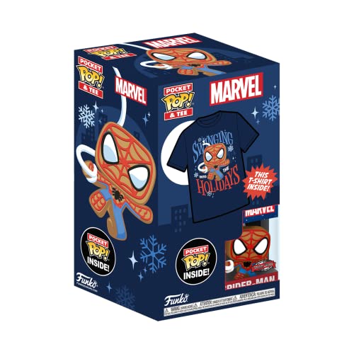 Funko Pocket Pop! & tee: Marvel - Spider-Man - Spidey - Galleta de Jengibre - para Chicos - Small - (S) - Camiseta, Franela - Ropa con Minifigura de Vinilo Coleccionable - Idea de Regalo