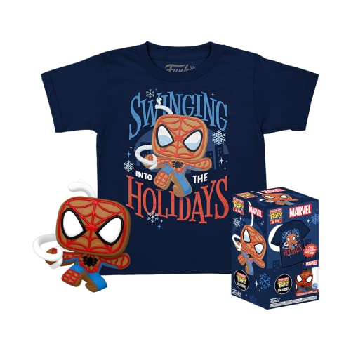 Funko Pocket Pop! & tee: Marvel - Spider-Man - Spidey - Galleta de Jengibre - para Chicos - Small - (S) - Camiseta, Franela - Ropa con Minifigura de Vinilo Coleccionable - Idea de Regalo
