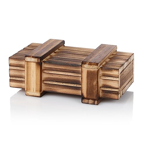 FunX Caja fuerte de madera con compartimento secreto – Caja de regalo creativa para bodas, cumpleaños, consagración juvenil, boda de madera – Caja de rompecabezas mágica de madera auténtica – 10 x 6 x
