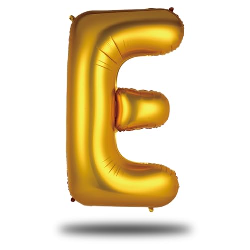 FUNXGO® Globo con letra E dorada - XXL 100 cm - para helio o aire, ideal para cumpleaños, bodas, fiestas y decoración de despedida de soltera para mujeres - globo E dorado