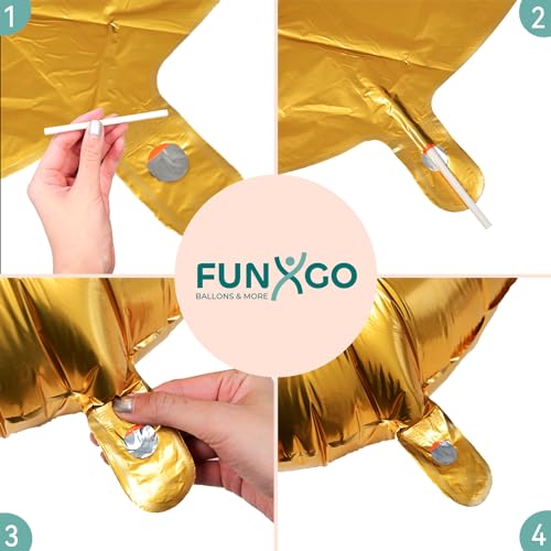 FUNXGO® Globo con letra R dorada - XXL 100 cm - para helio o aire, ideal para cumpleaños, bodas, fiestas y decoración de despedida de soltera para mujeres - globo R dorado
