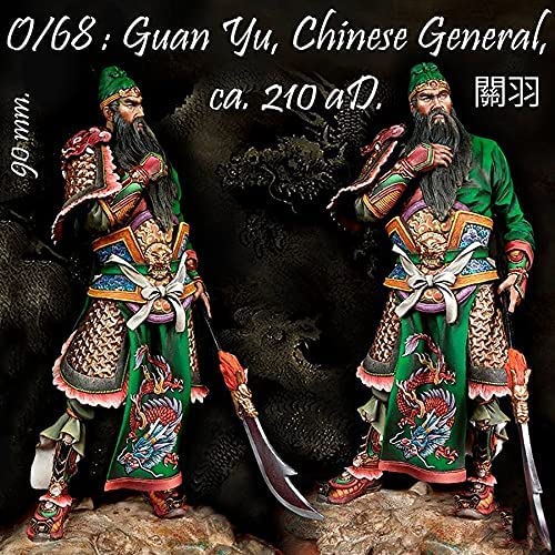 FURLOU Escultura decoración 1/18 90 Mm Guan Yu, Hombre General Chino 90 Mm Juguete Modelo de Resina Miniatura Figura de Resina sin Montar sin Pintar