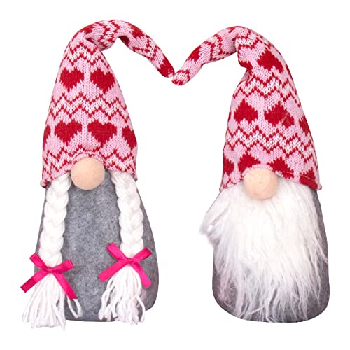 FUZYXIH Gnomo para el día de San Valentín con corazón de peluche Mr and Mrs escandinavo Tomte Elfo, decoraciones de gnomos suecos, figuras enanas, adornos de mesa, adornos de gnomo sueco