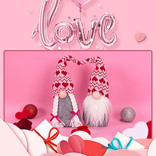 FUZYXIH Gnomo para el día de San Valentín con corazón de peluche Mr and Mrs escandinavo Tomte Elfo, decoraciones de gnomos suecos, figuras enanas, adornos de mesa, adornos de gnomo sueco