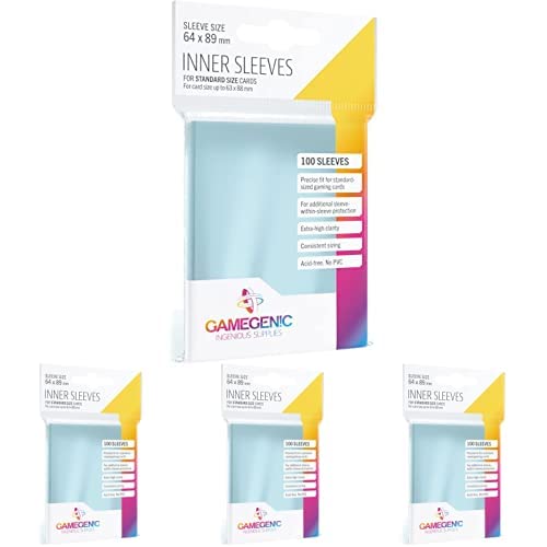 GAMEGEN!C- Pack Inner Sleeves (100), Color clear (GGS10013ML), Paquete de 4