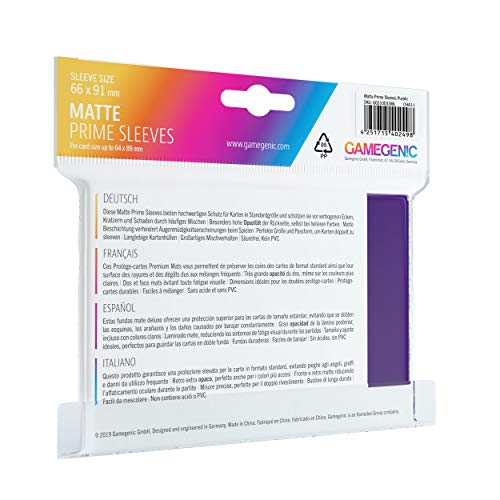 Gamegenic GGS11033ML Matte Prime Sleeves (100-Pack), Purple