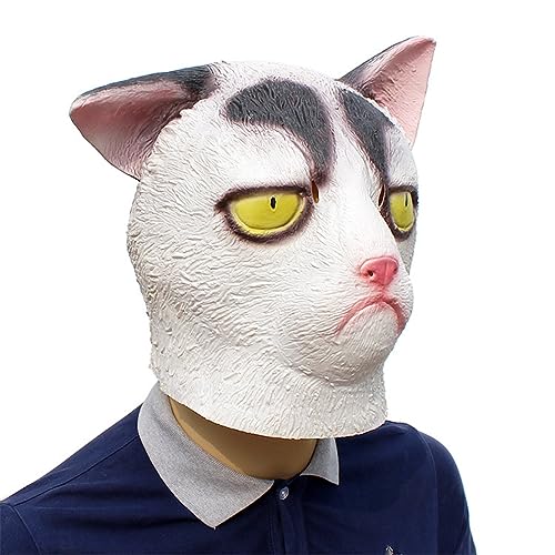 Garfield - Máscara de látex de gato para Halloween, carnaval, fiesta de disfraces