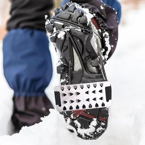 Garras de hielo | tacos de nieve antideslizantes con 26 puntas de acero inoxidable, pinzas de hielo para garras de nieve, puntas de hielo para senderismo, pesca, caminar, escalada y Whrcy