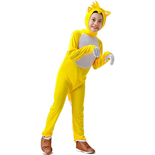 GDFENDU Disfraz de Halloween Tails The Hedgehog para cosplay, traje de dibujos animados para niños y niñas (L)