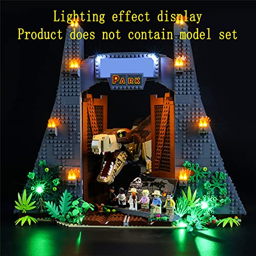 GEAMENT Kit de Luces LED Compatible con Lego Parque Jurásico: Caos del T. Rex (Jurassic Park:T.Rex Rampage) - Conjunto de luz para Jurassic World 75936 (Juego Lego no Incluido)